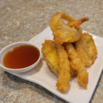 3 shrimp, 6 pieces of vegetables