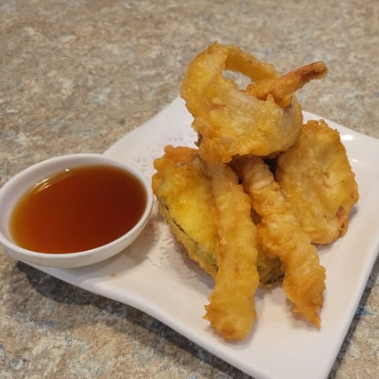 3 shrimp, 6 pieces of vegetables