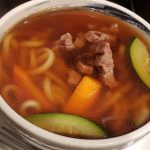 Large udon noodles in a light broth and assorted vegetables.

Grilled beef, chicken, or shrimp available!