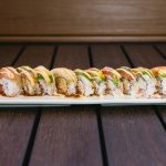 Inside: spicy tuna, crab meat, avocado and cucumber
Outside: four different kinds of fresh fish