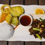 Spicy and delicious!
All entrees served with salad, steamed rice, and assorted steamed vegetables or vegetable tempura.