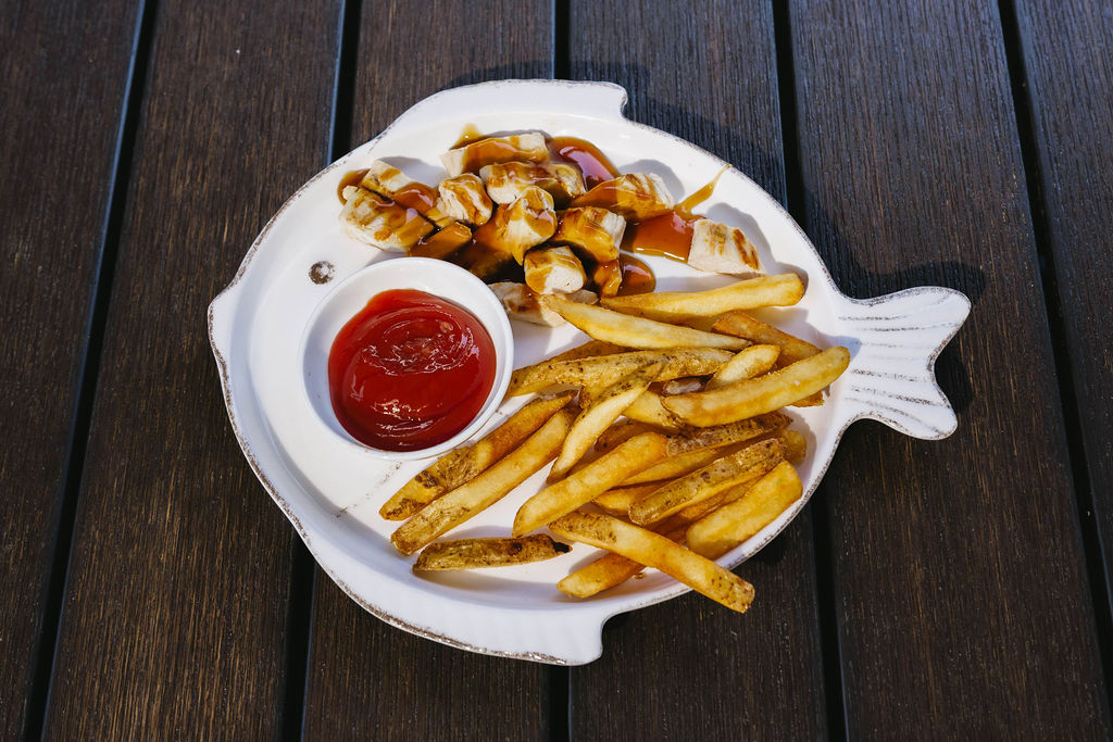 Teriyaki Chicken Kids Go Fish Sushi Bar - Simi Valley, CA Served with steamed rice and two pieces of sweet potato tempura