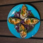 4 pieces of green mussels, baked in our special mayo sauce, then topped with green onion and masago