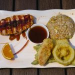 A generous portion of fresh grilled salmon. All entrees served with salad, steamed rice, and assorted steamed vegetables or vegetable tempura.